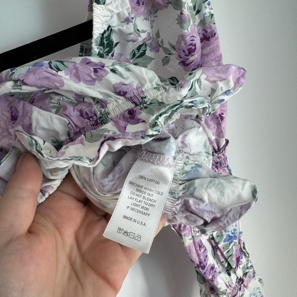 Rays for Days Floral square Neck Off Shoulder Long Sleeve Crop Top - Picture 3 of 4